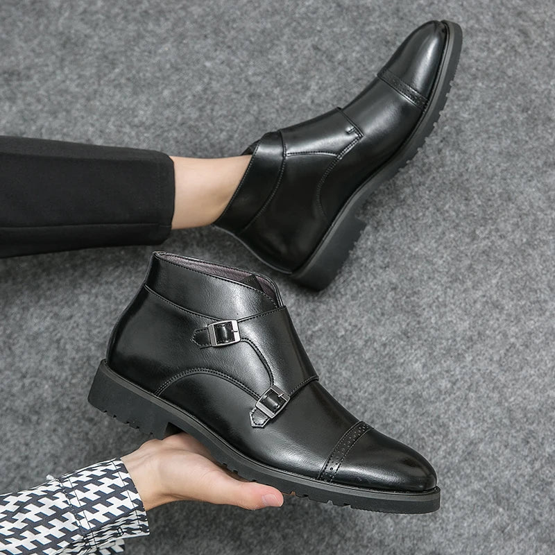 Elden™ | Faux Leather Double Monk Boots